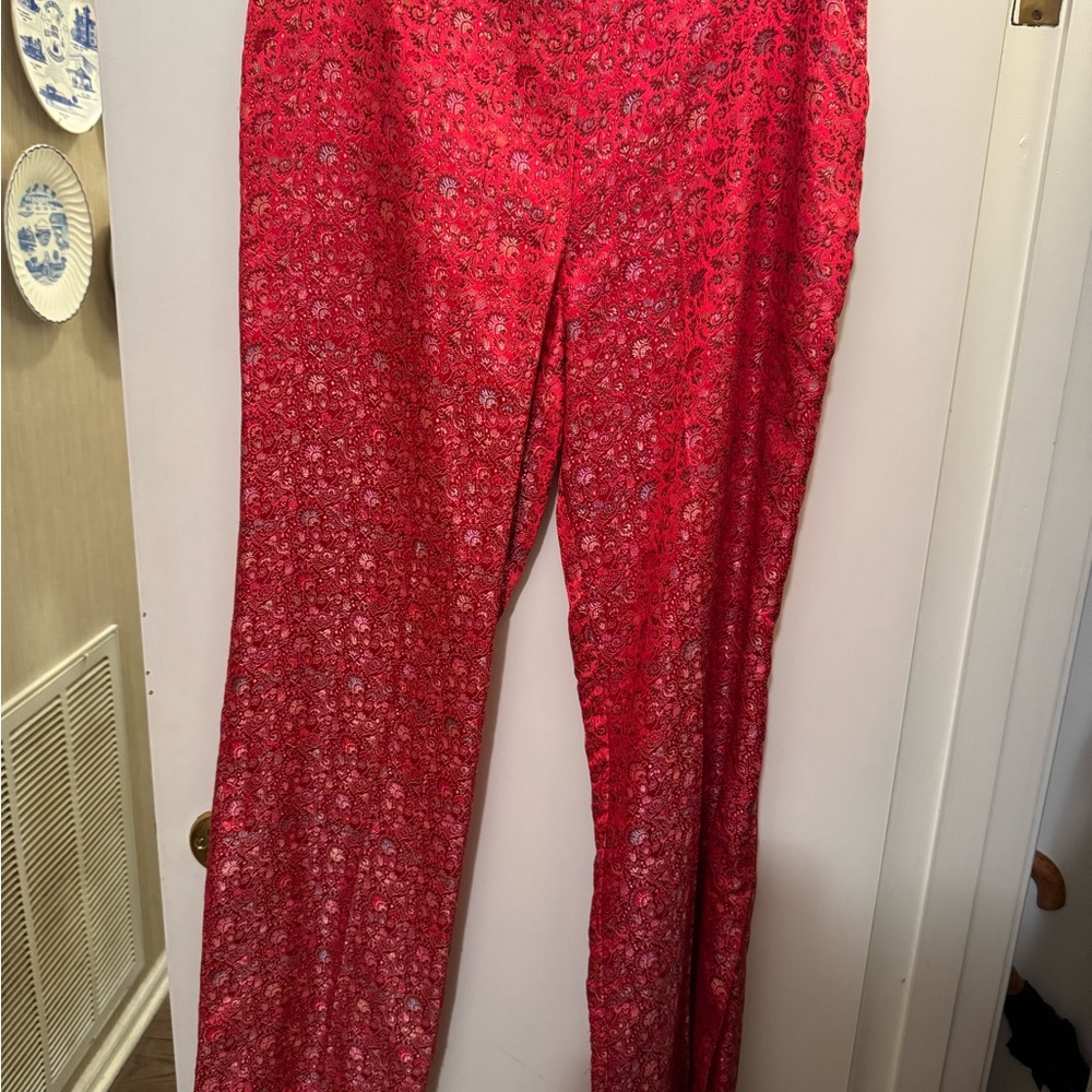 Vibrant Red Patterned Pants Vintage.